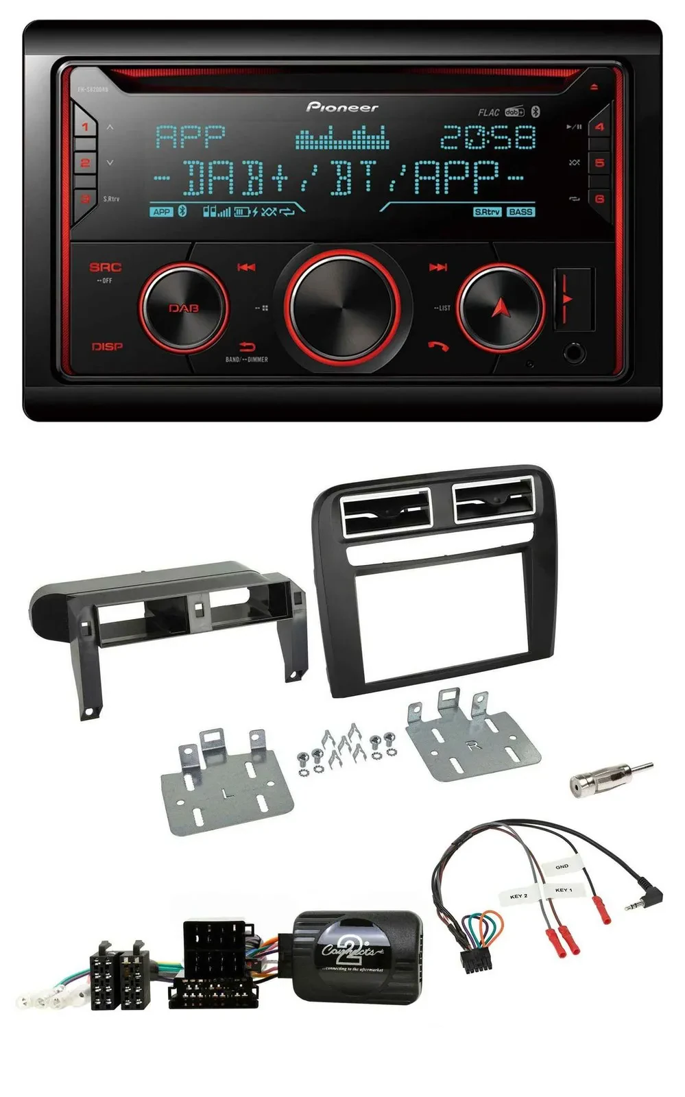 Pioneer 2DIN DAB Lenkrad Bluetooth USB CD Autoradio für Fiat Grande Punto 06-09