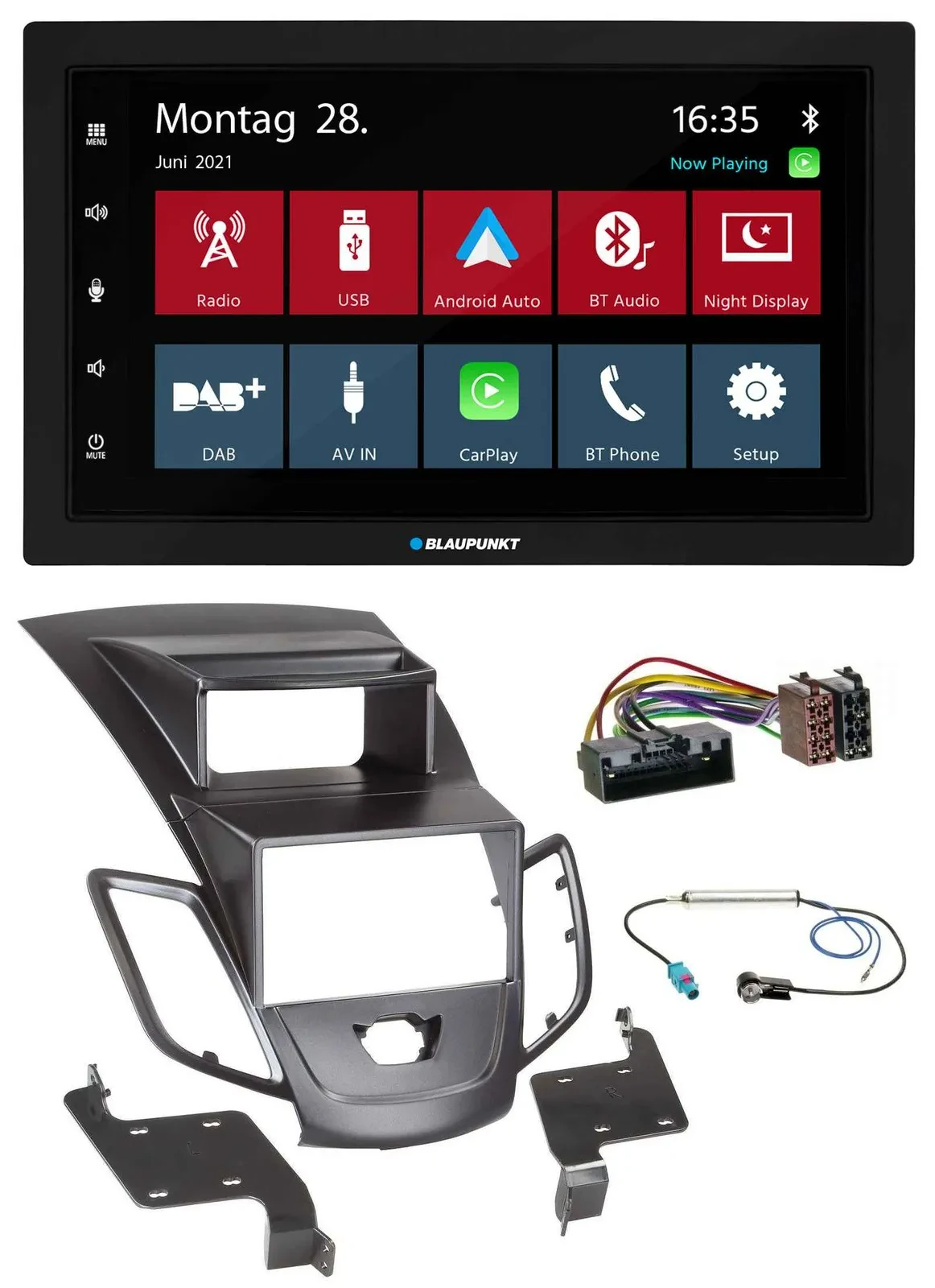 Автомагнитола Blaupunkt 2DIN Bluetooth DAB USB MP3 для Ford Fiesta 2010–2017