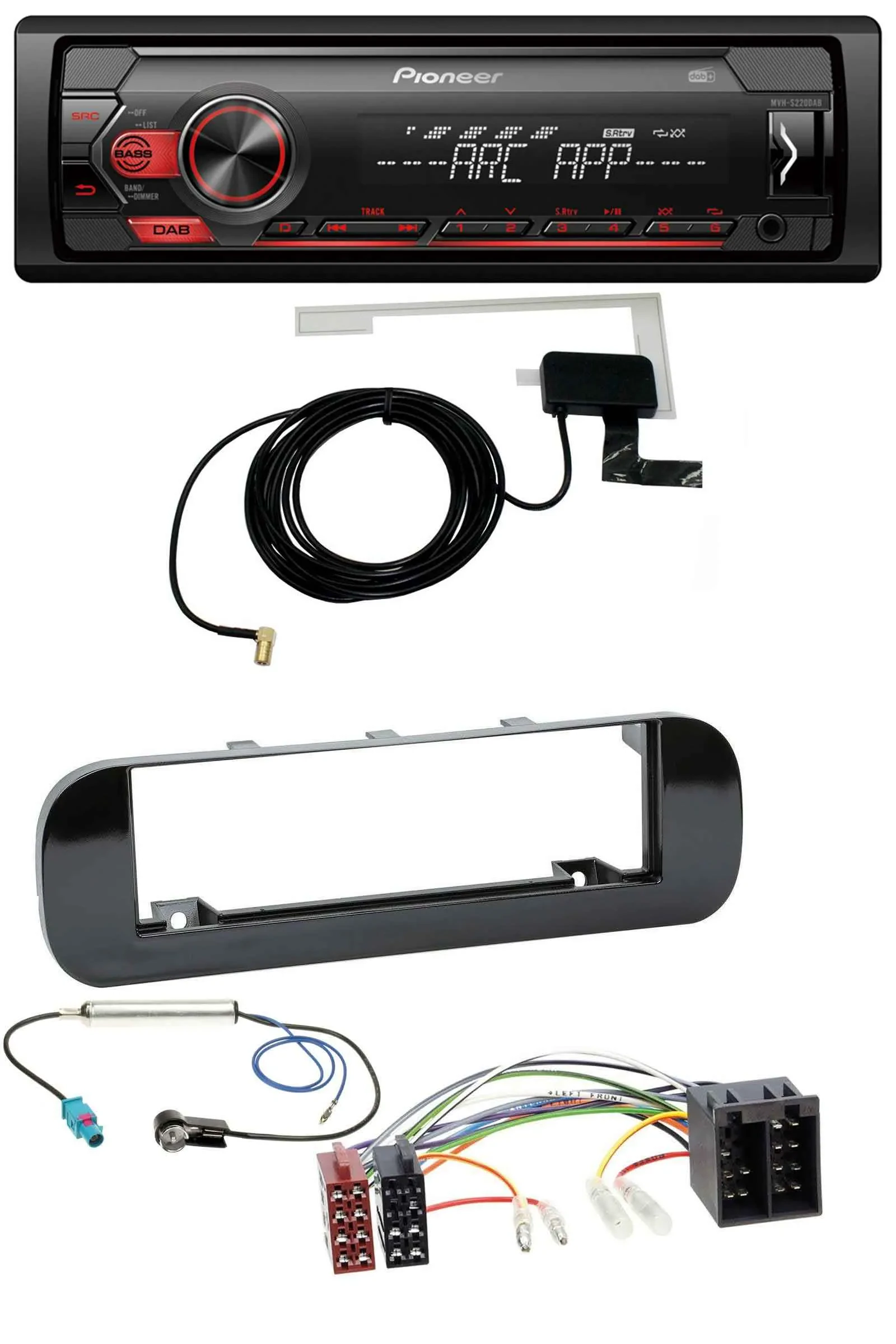 Pioneer 1DIN USB DAB MP3 AUX Autoradio für Fiat Panda (ab 2012) - glänzend