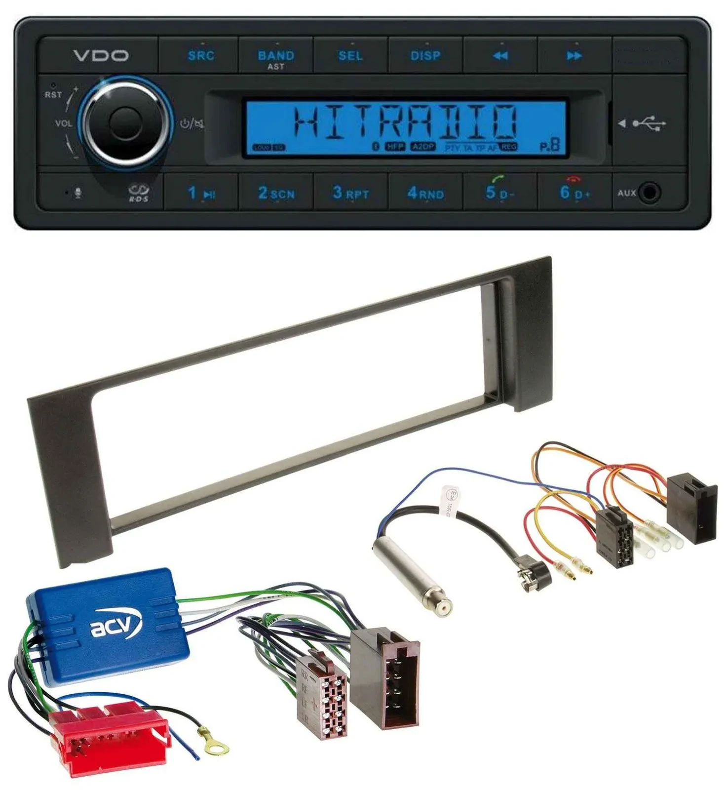VDO AUX Bluetooth USB MP3 Autoradio für Audi A4 B6 00-04 Aktivsystem Mini-ISO