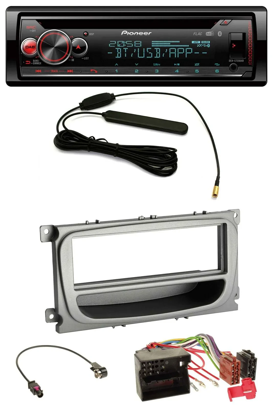 Автомагнитола для Ford Mondeo/S-Max Pioneer USB DAB MP3 Bluetooth CD серебристая