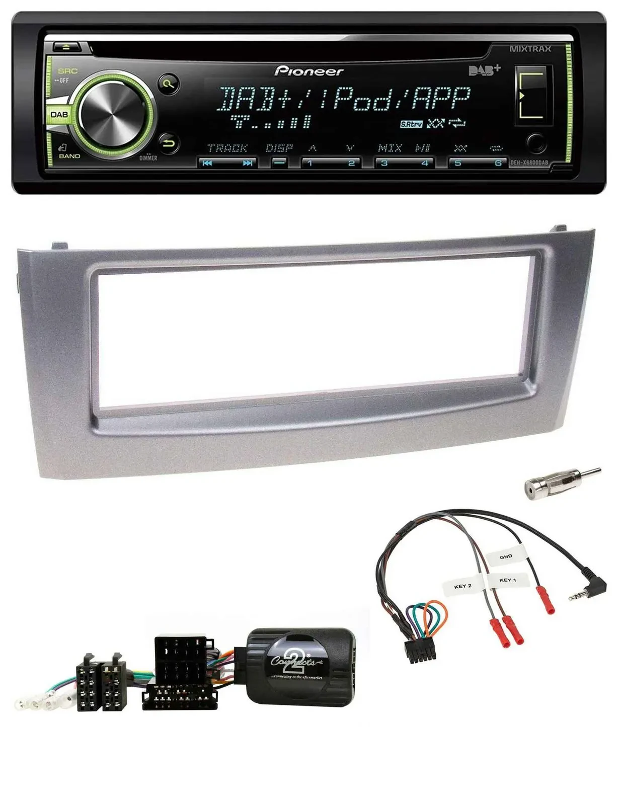 Pioneer DAB USB MP3 Lenkrad CD Autoradio für Fiat Grande Punto 2006-2010 grau