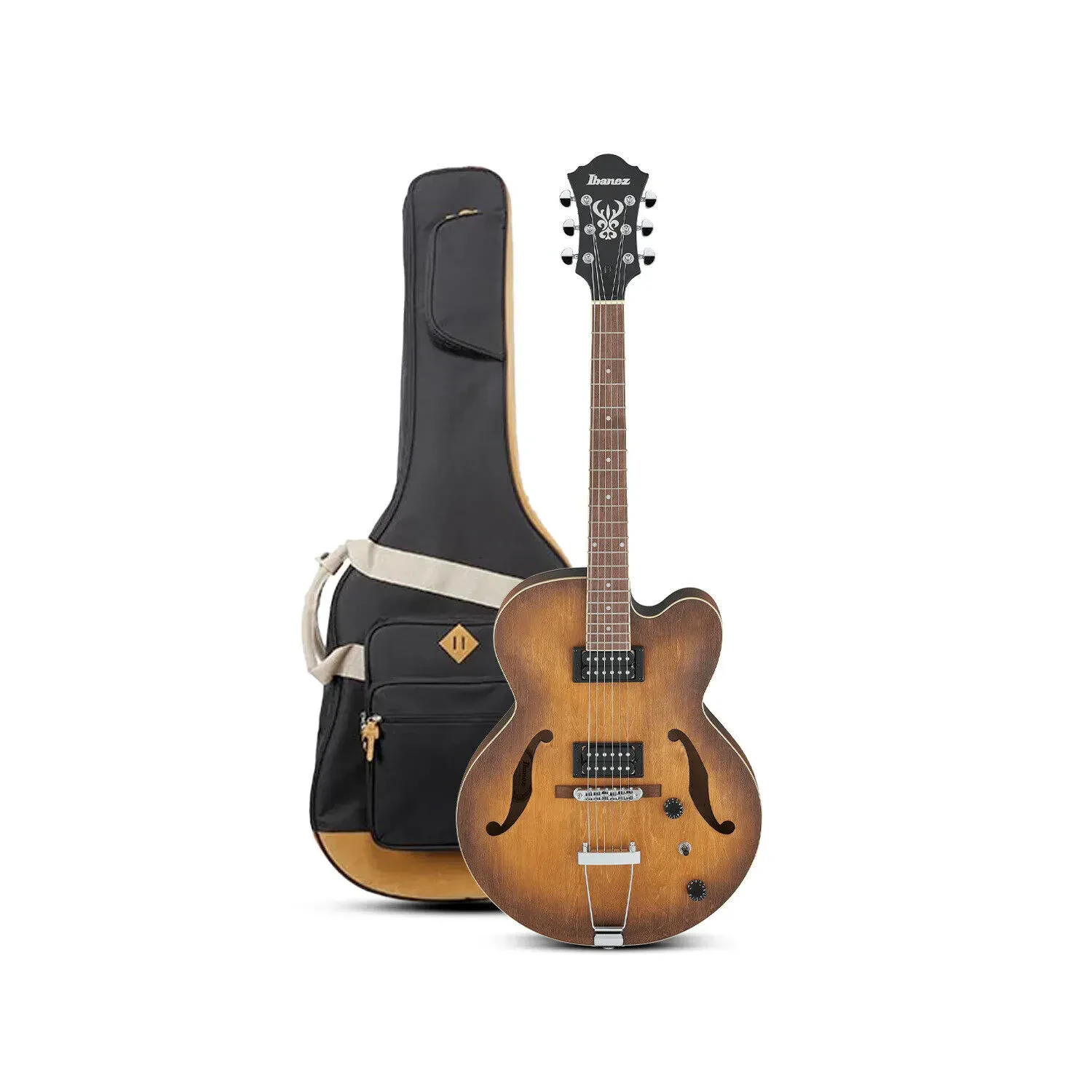 Ibanez AF55 Artcore Hollow Body Tobacco Flat Electric Guitar with Gig Bag Bundle