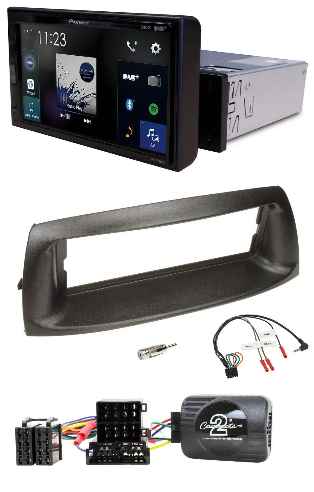 Pioneer DAB Lenkrad Bluetooth USB Autoradio für Fiat Punto 1999-2005