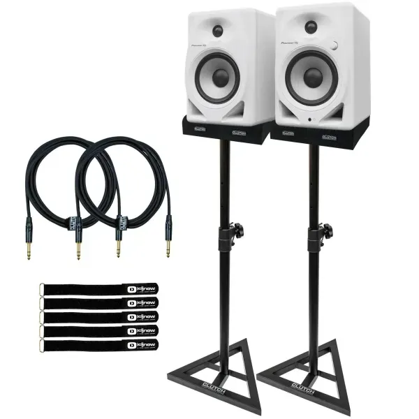 Pioneer DJ DM-50D-W/CMXEG White Studio Monitor Speakers w Stands