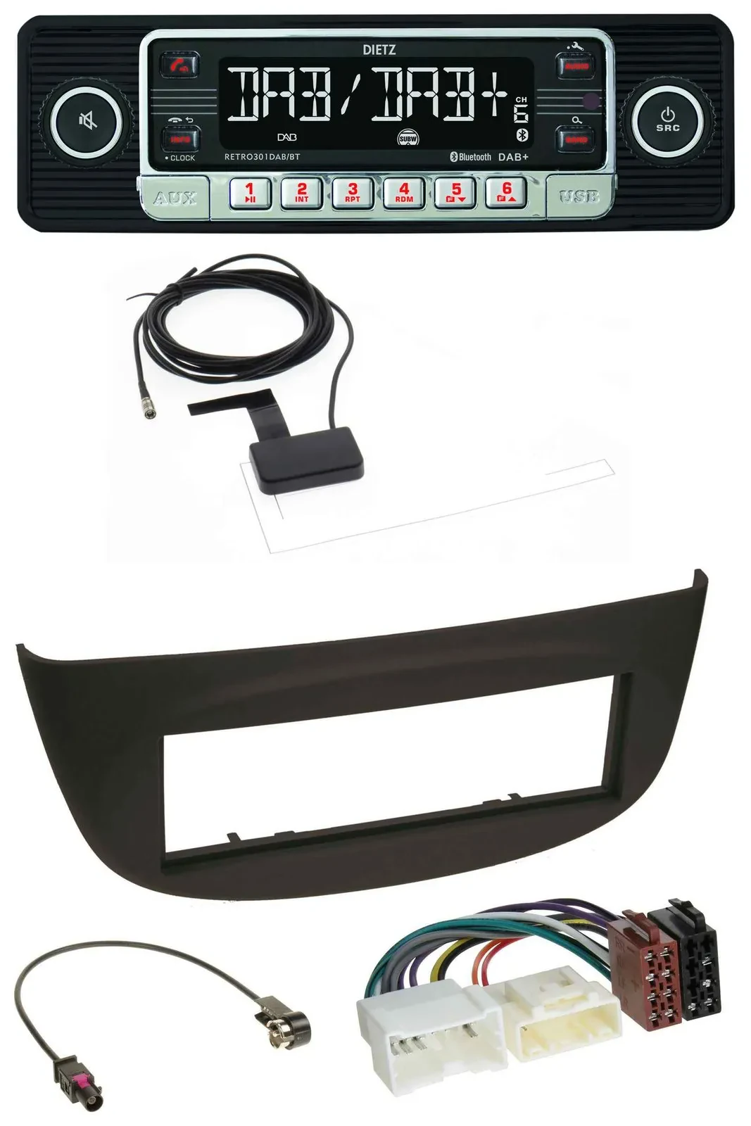 Dietz DAB Bluetooth USB MP3 Autoradio für Renault Twingo ab 2012 schwarz