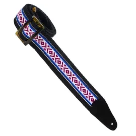 Henry Heller 2" Wide Tort-O Herringbone Guitar Strap Black/Red/Blue #HPWS-05