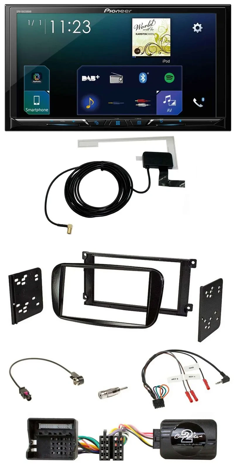 Pioneer 2DIN DAB USB Lenkrad Bluetooth Autoradio für Ford C-Max Focus Galaxy glä