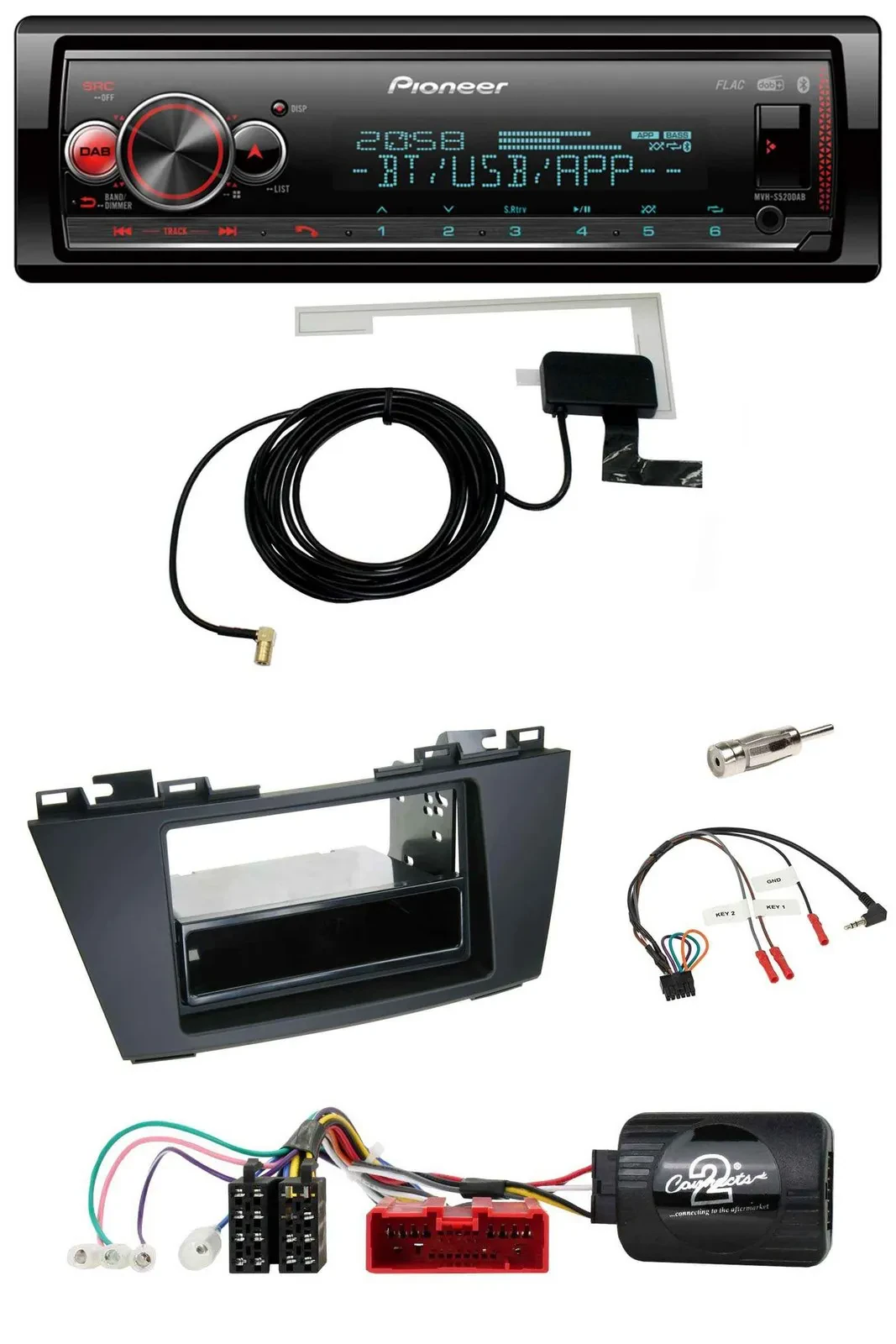 Pioneer Bluetooth DAB USB Lenkrad Autoradio für Mazda 5 (2010-2015)