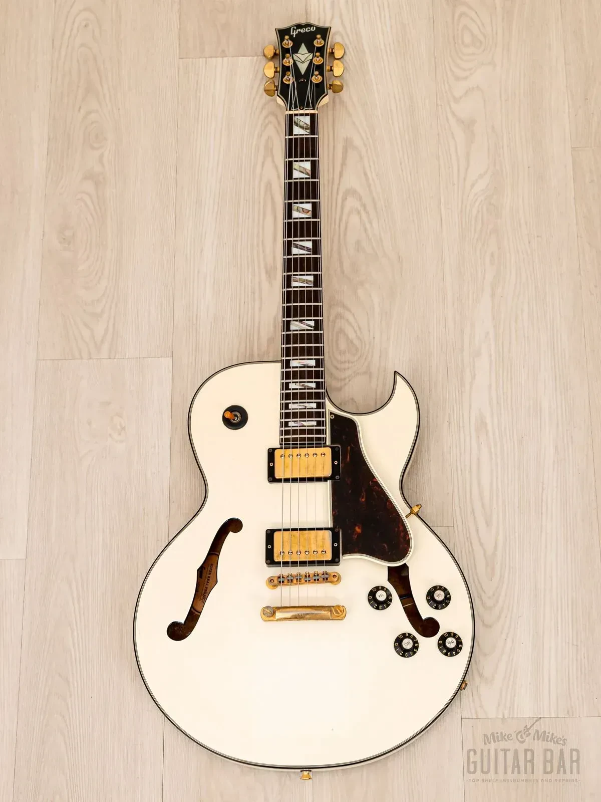 Электрогитара полуакустическая Greco Super Real Project RS-90 Semi-Hollow HH White w/gigbag Japan 1988