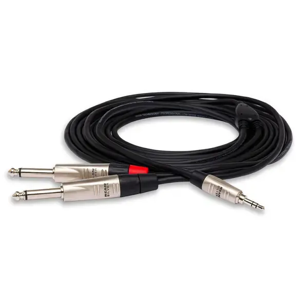 Коммутационный кабель Hosa Technology Pro 3' Stereo Breakout, REAN 3.5mm TRS to Dual 1/4" TS #HMP-003Y