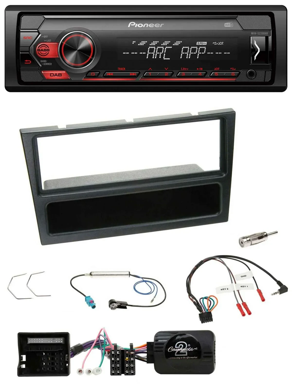 Pioneer DAB 1DIN MP3 Lenkrad USB Autoradio für Opel Corsa C 2004-2006 schwarz