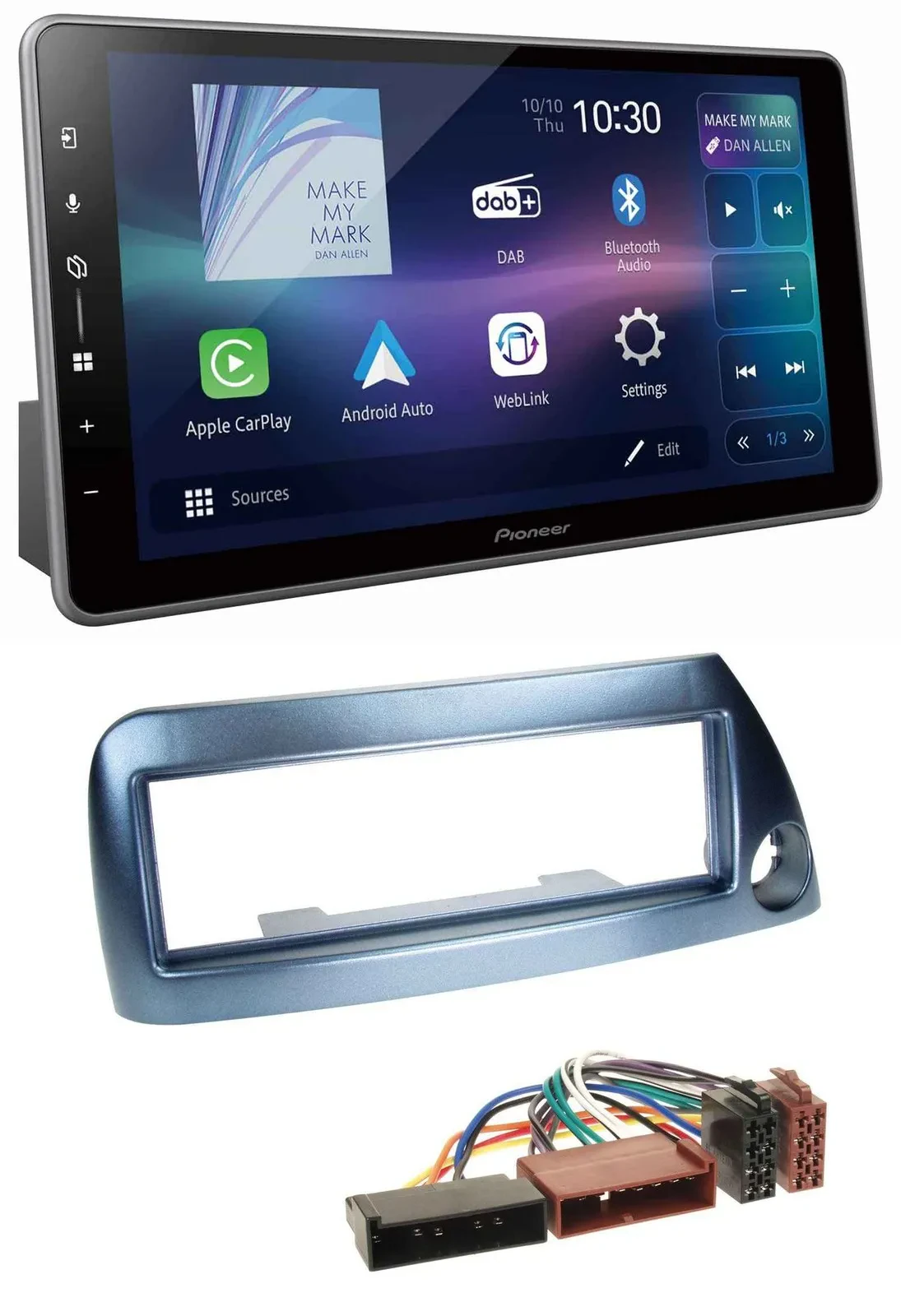 Pioneer Bluetooth USB DAB MP3 Autoradio für Ford Ka bis 2008 blau-metallic