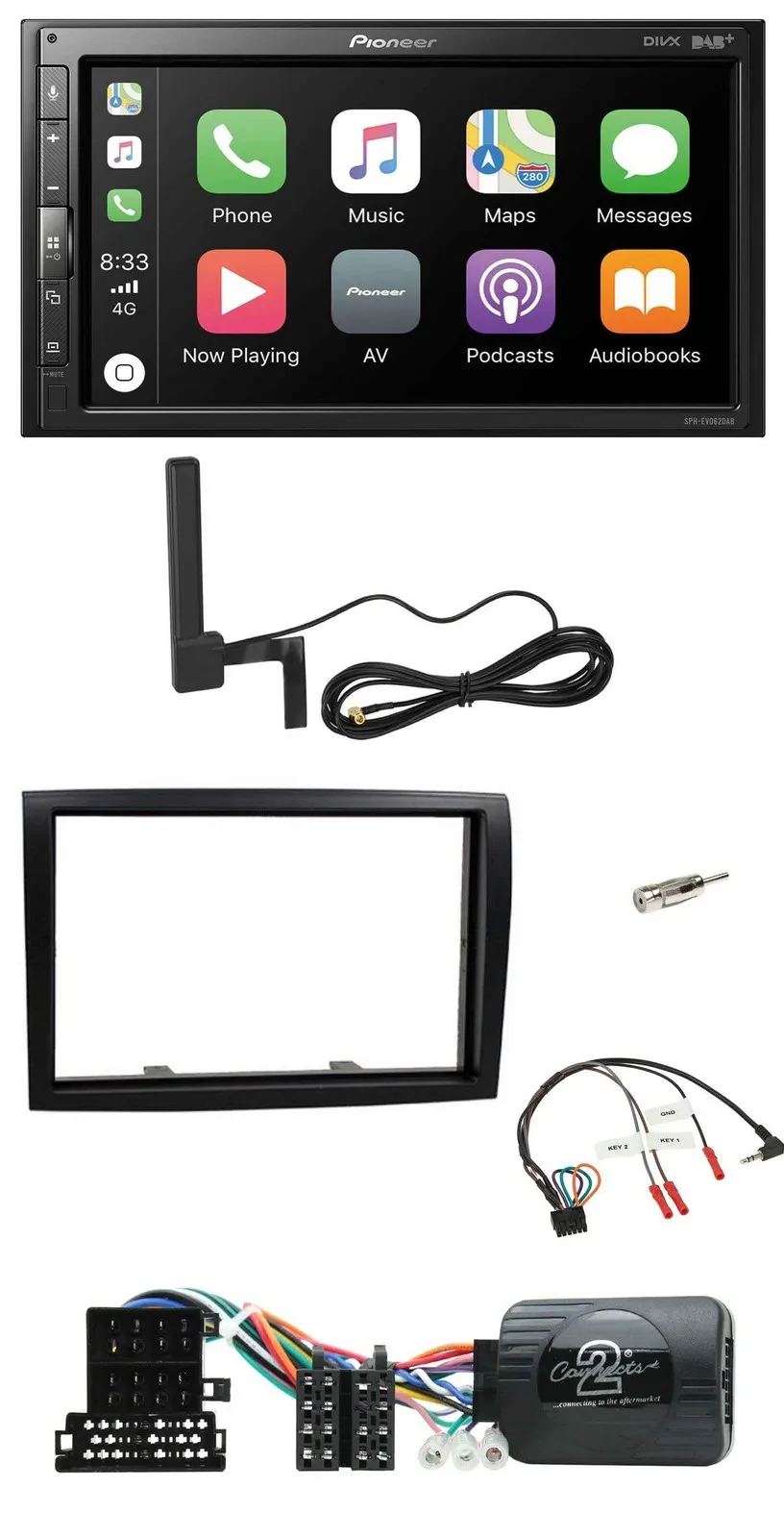 Автомагнитола для Citroen Jumper 2008–2011 Pioneer 2DIN, USB, Bluetooth, DAB