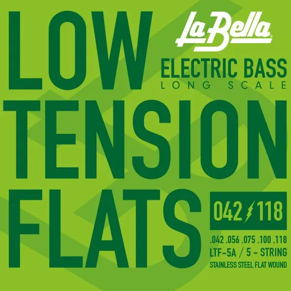 Струны для бас-гитары La Bella LTF-5A Low Tension Flexable Flats, плоская обмотка, пониженное натяжение