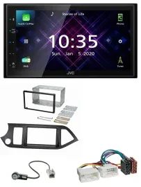 Автомагнитола JVC 2-DIN, DAB, Bluetooth, USB, MP3 для Kia Picanto (с 2011, Start-Stop)