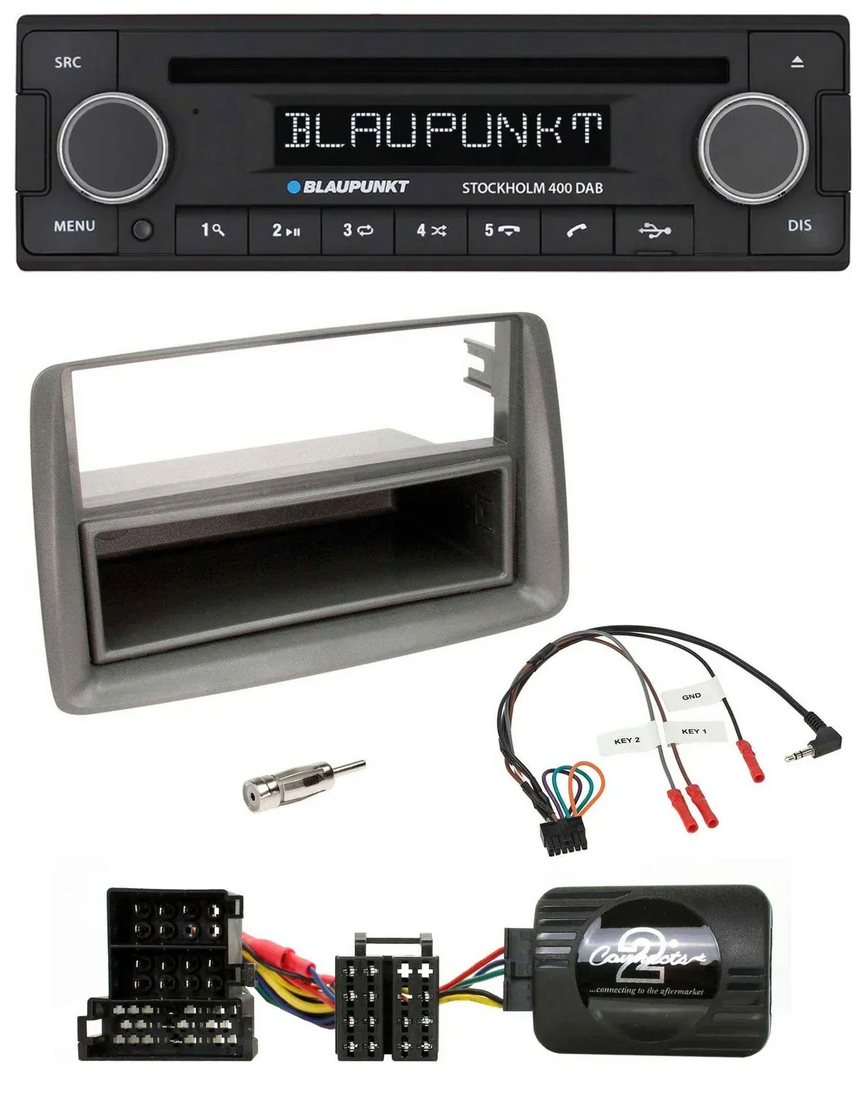 Blaupunkt Lenkrad Bluetooth DAB CD USB Autoradio für Alfa GT 147 Ablage silber