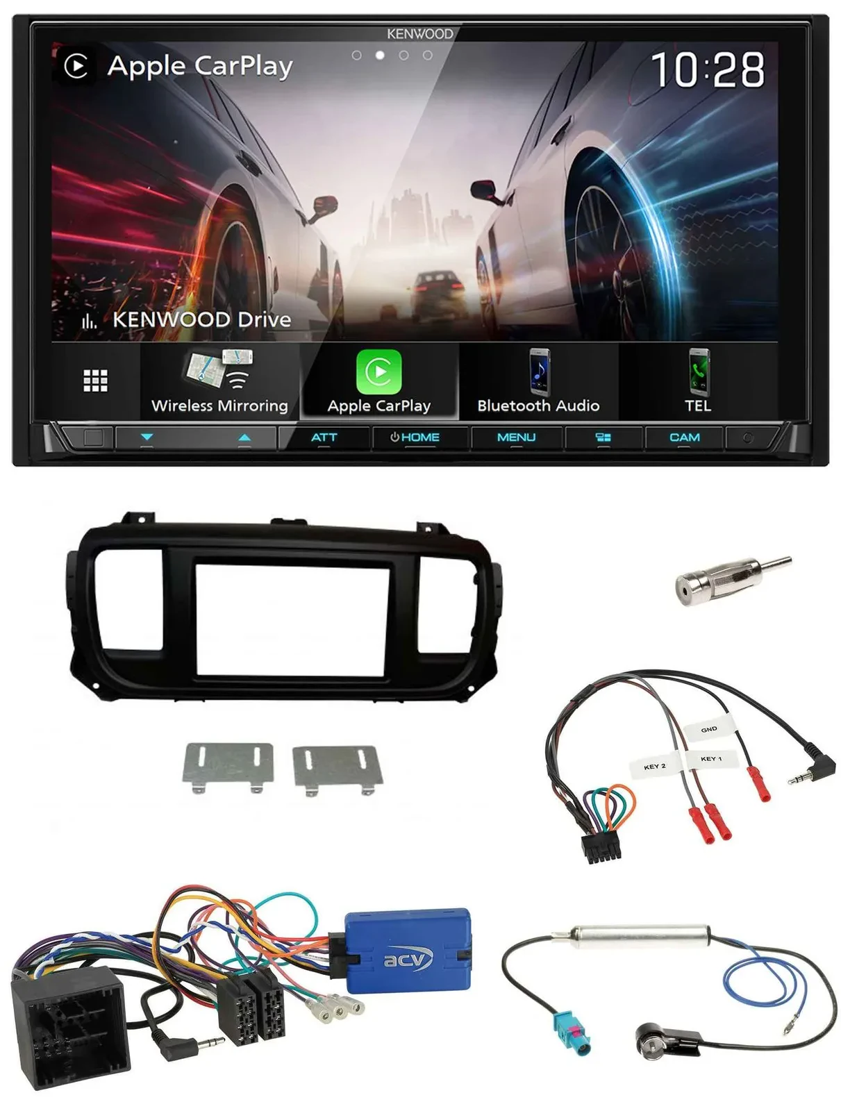 Kenwood Lenkrad 2DIN USB DAB Bluetooth Autoradio für Citroen Spacetourer Jumpy o