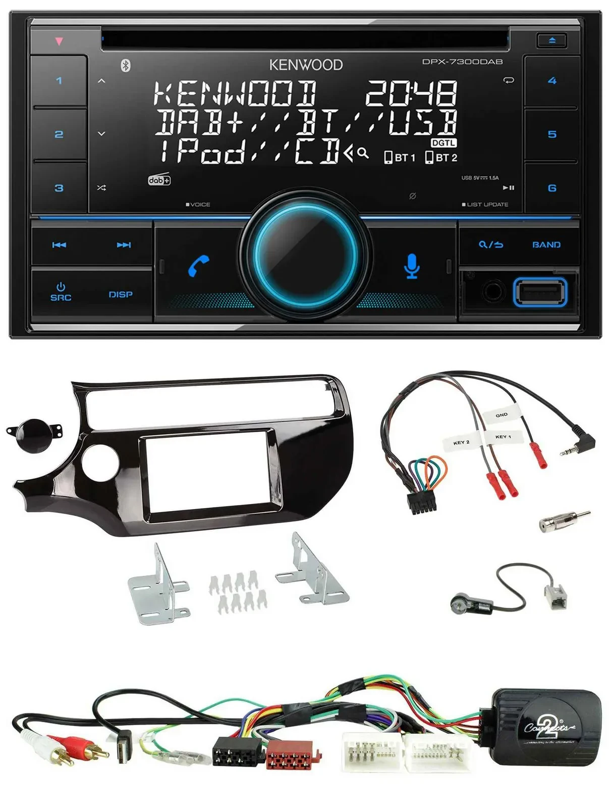 Kenwood CD 2DIN DAB USB Lenkrad Bluetooth Autoradio für Kia Rio UB ab 2015 piano
