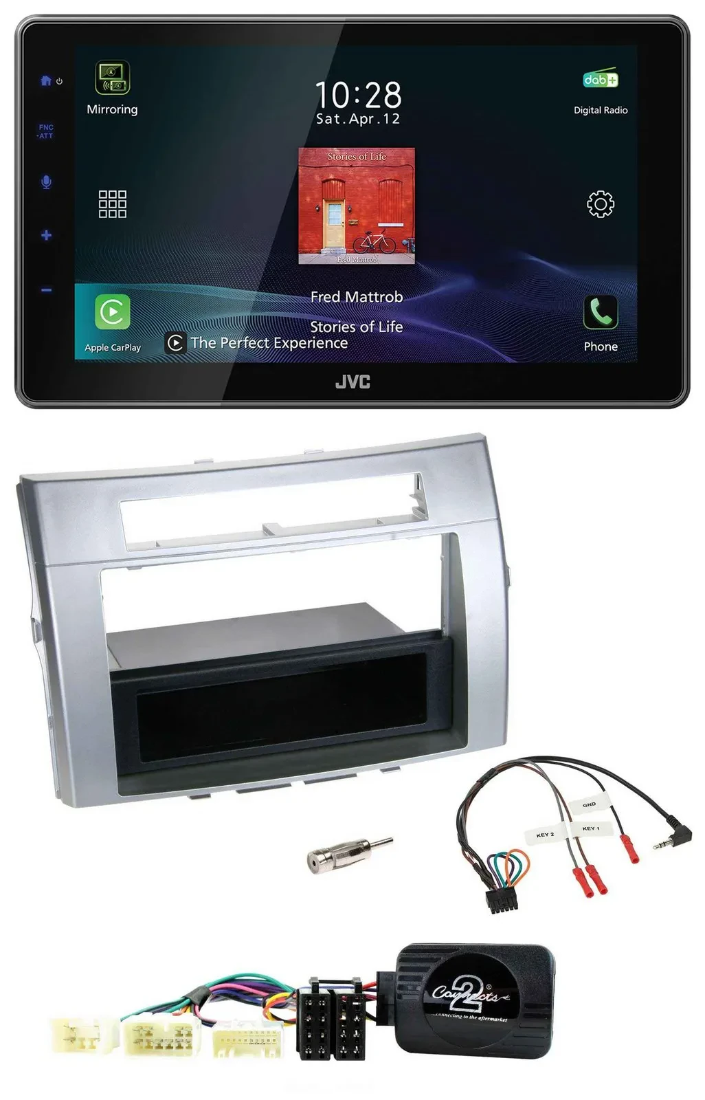 JVC DAB Lenkrad Bluetooth USB Autoradio für Toyota Corolla Verso 2004-2007 silbe