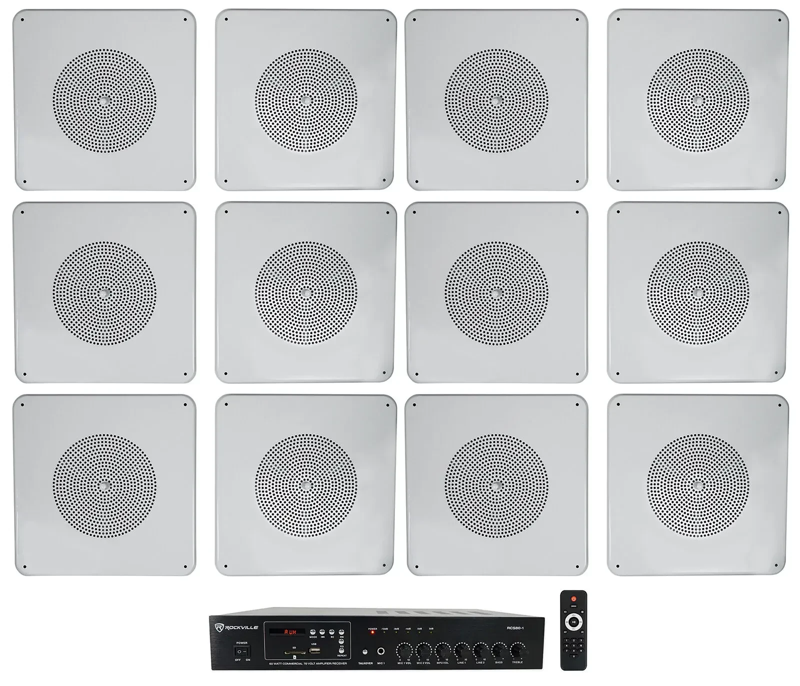 Потолочная акустика Rockville RCS80-1+(6) MS81 White с усилителем (12 штук)