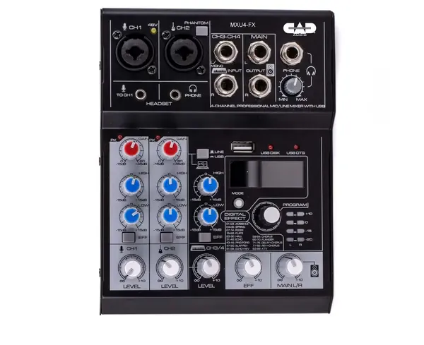 Аналоговый микшер CAD Audio MXU4-FX 4 Channel Mixer with USB Interface and Digital Effects