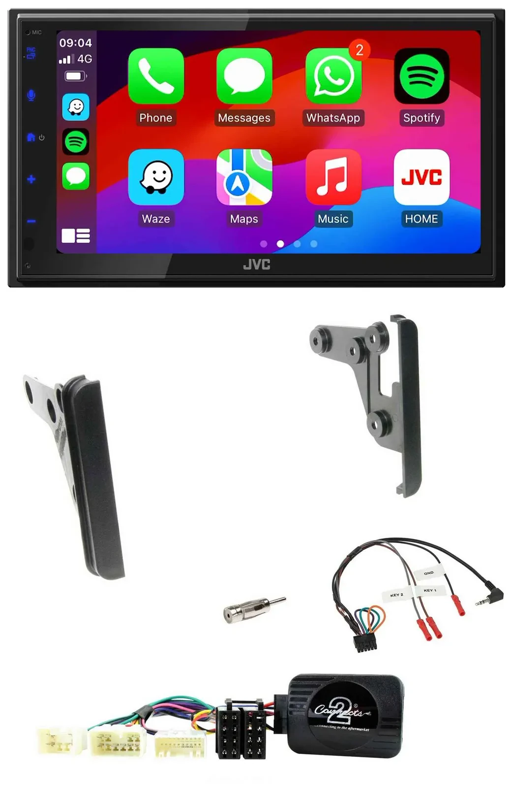 JVC Bluetooth 2DIN Lenkrad DAB USB Autoradio für Toyota RAV 4 2001-2005