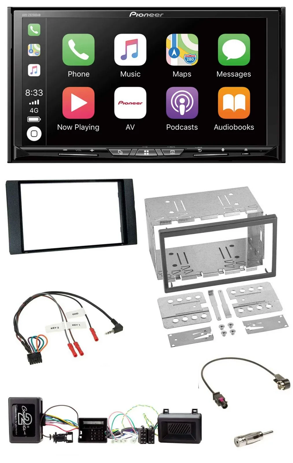 Автомагнитола Pioneer 2DIN, DAB, DVD, Bluetooth, USB, для Ford Kuga 2008–2012, черная, поддержка кнопок на руле