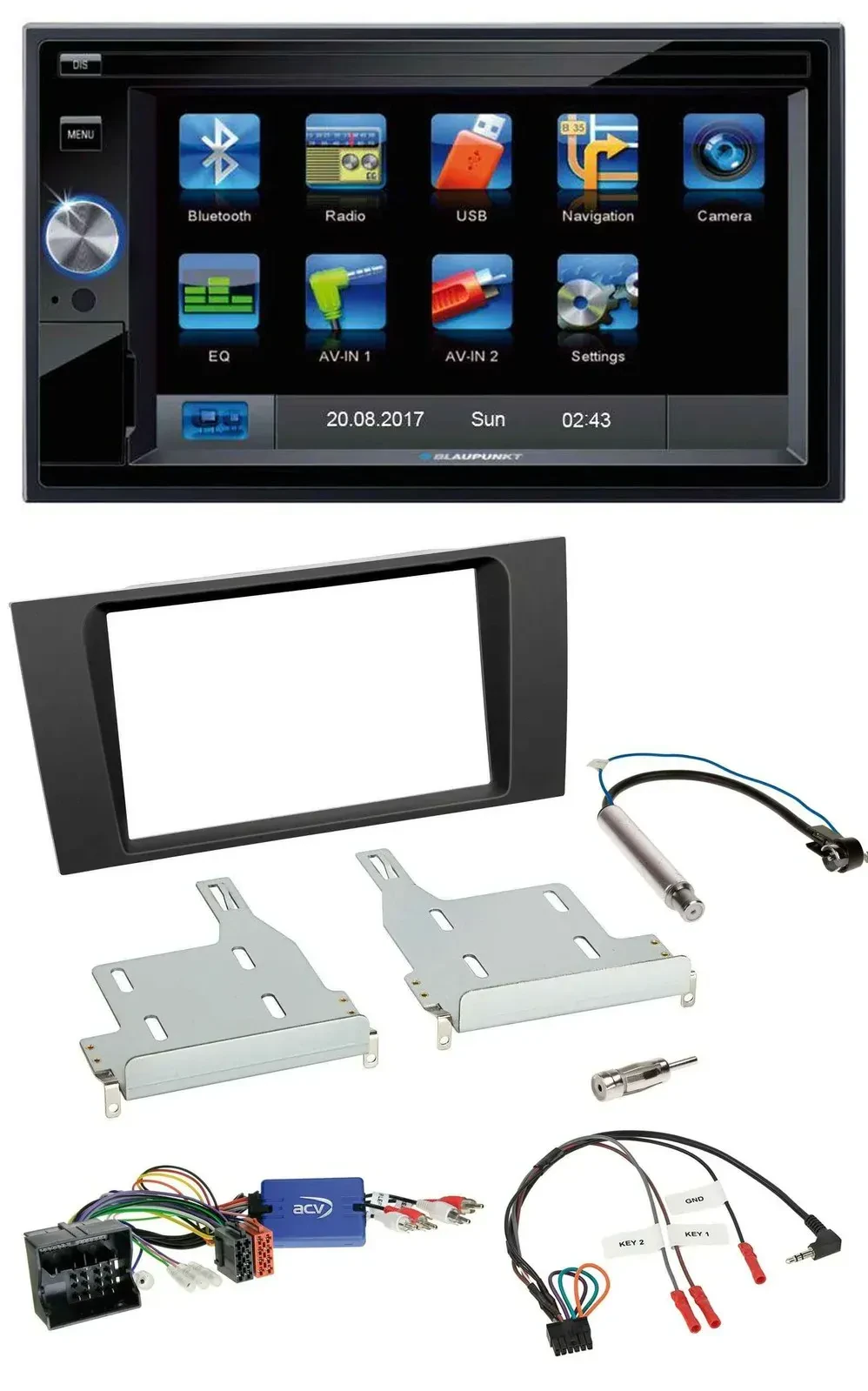 Blaupunkt Lenkrad USB Bluetooth TMC 2DIN Navigation für Audi A4 2000-2001