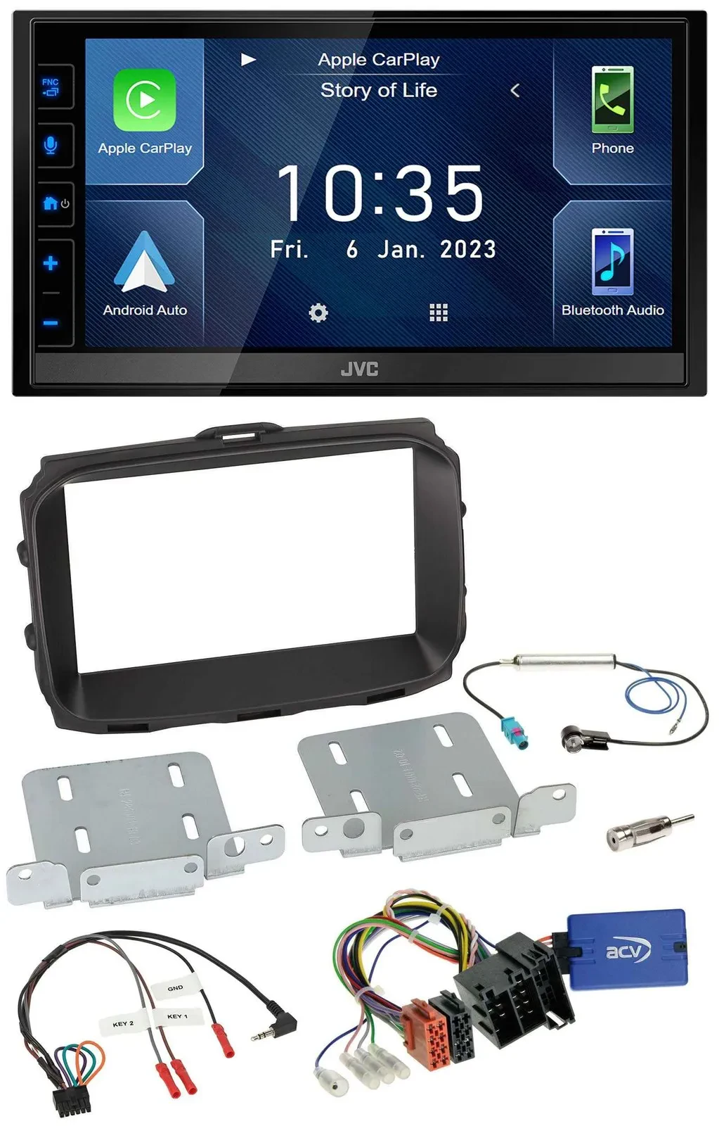JVC DAB Bluetooth Lenkrad USB 2DIN Autoradio für Alfa Romeo Giulietta 2013-2021