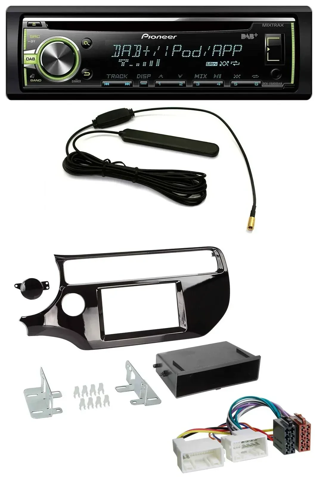 Автомагнитола Pioneer для Kia Rio UB (с 2015) MP3, USB, CD, DAB, AUX, чёрный глянец