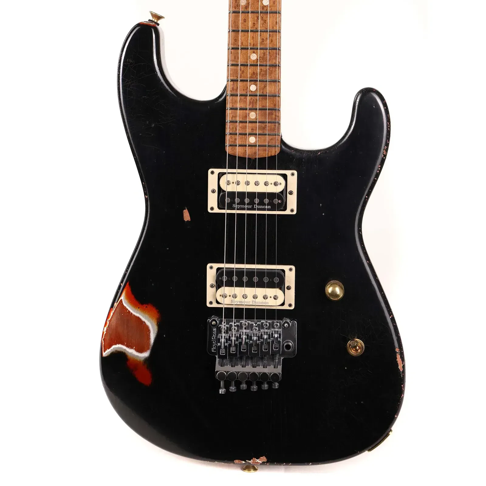 Charvel Custom Shop San Dimas Nitro Aged Roasted Mahogany Black/Tennessee Orange