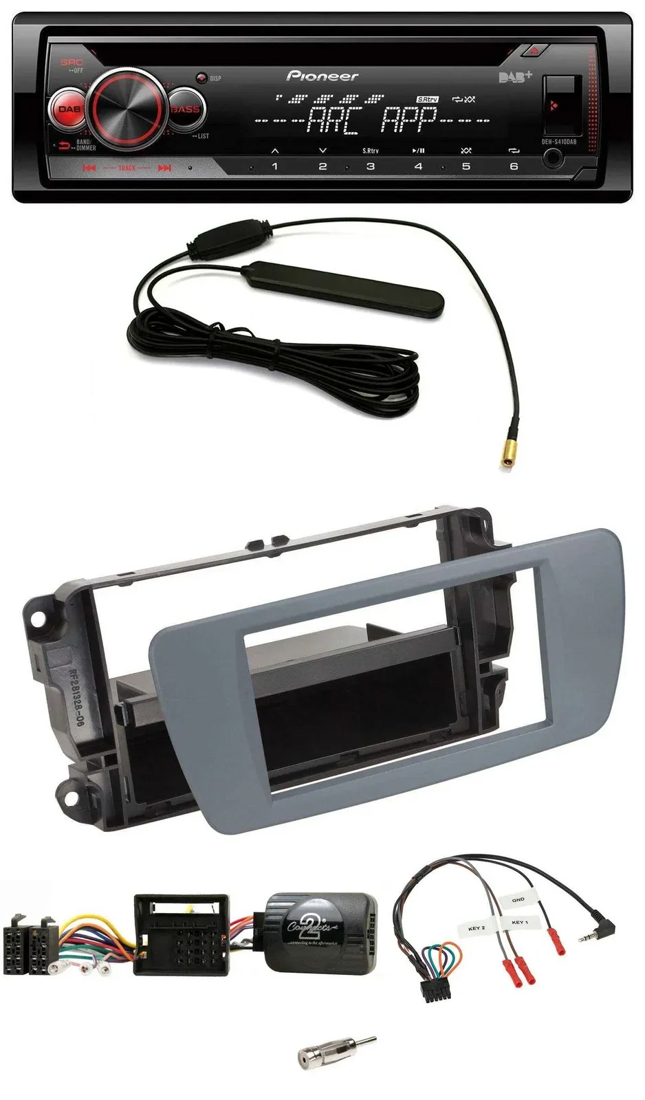 Pioneer CD USB Lenkrad DAB MP3 Autoradio für Seat Ibiza conemaragrau