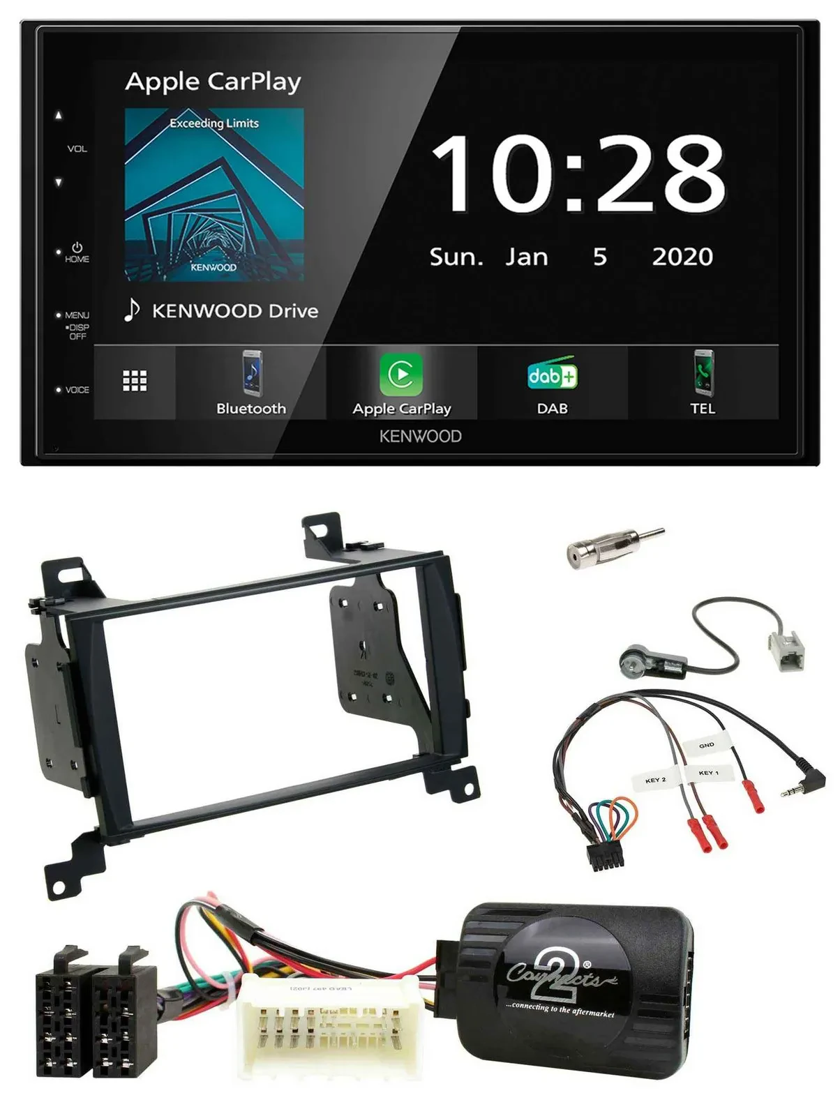 Автомагнитола для Hyundai Santa Fe 2007–2012 Kenwood Bluetooth, DAB, USB, 2DIN, поддержка кнопок на руле