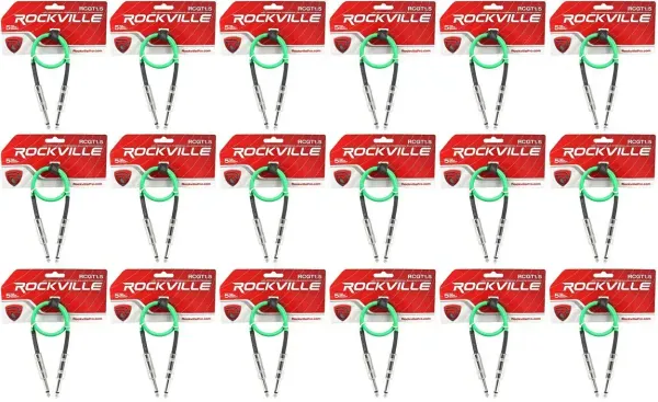 Патч-кабель инструментальный Rockville RCGT1.5G Green 0.45 м (18 штук)