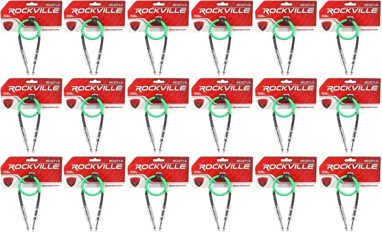 Патч-кабель инструментальный Rockville RCGT1.5G Green 0.45 м (18 штук)