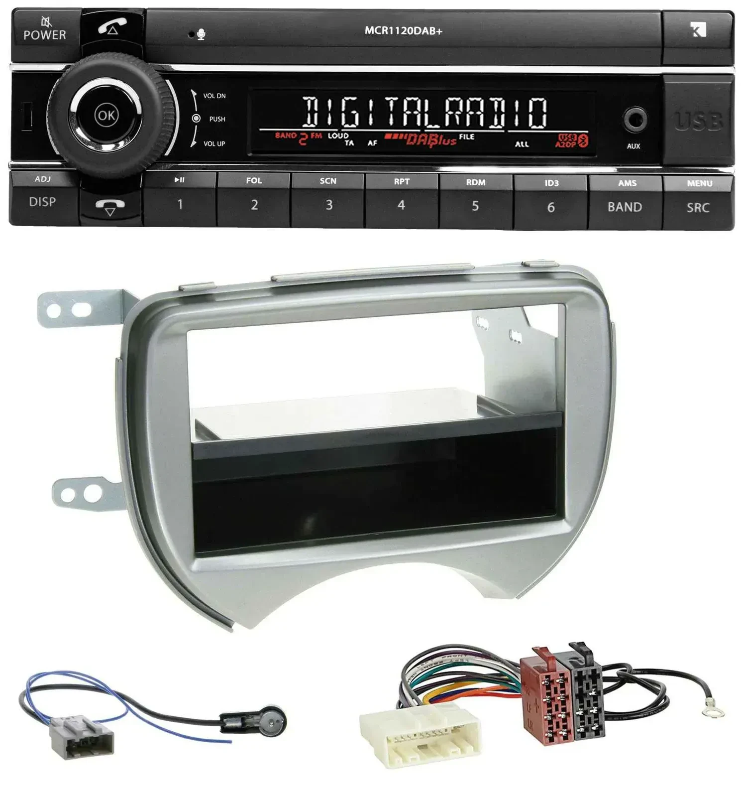 Kienzle Bluetooth MP3 USB DAB Autoradio für Nissan Micra (10-13 K13) silber