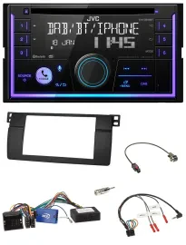 JVC Lenkrad USB 2DIN DAB Bluetooth CD Autoradio für BMW 3er 2002-2006 E46 schwar