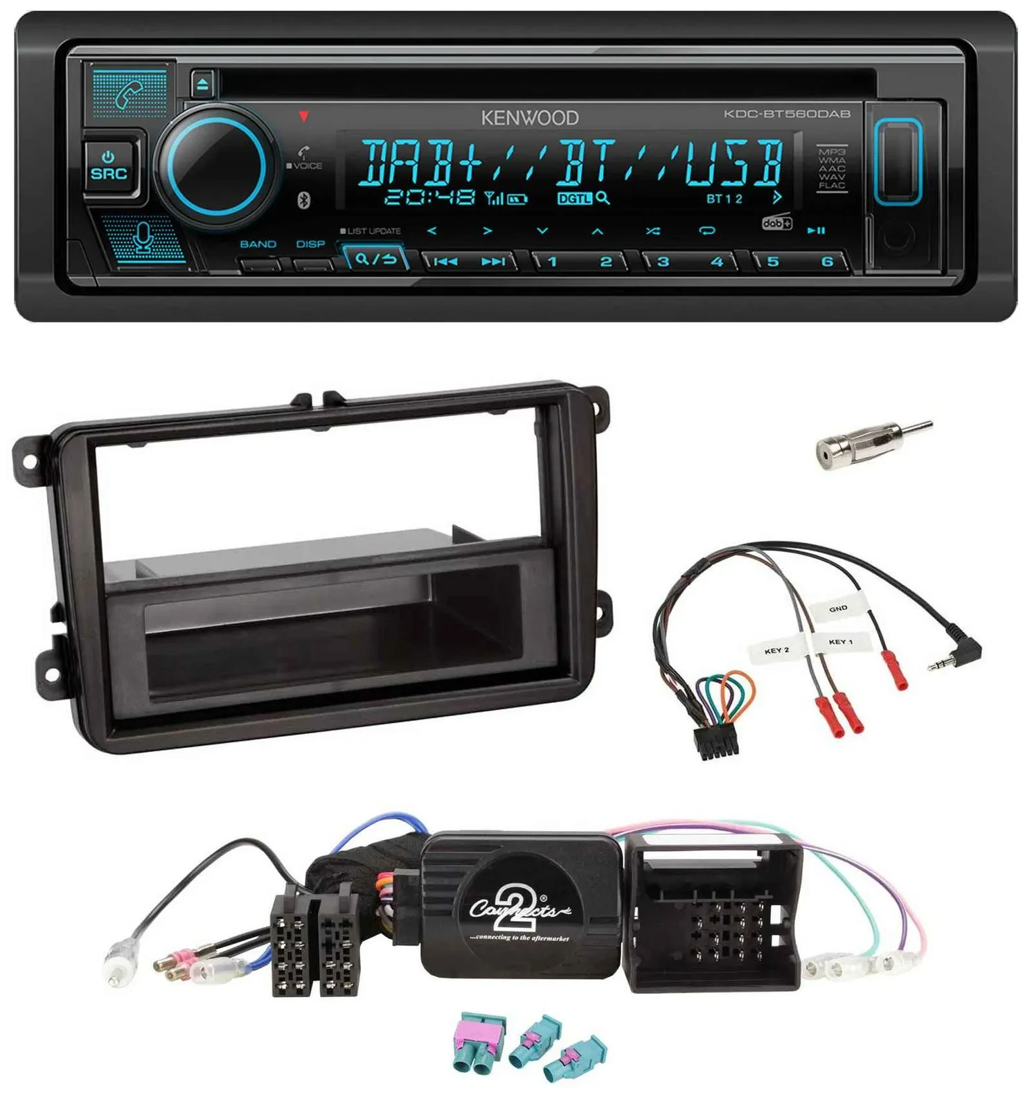Kenwood Bluetooth DAB CD Lenkrad USB Autoradio für VW Passat Polo Scirocco Shara