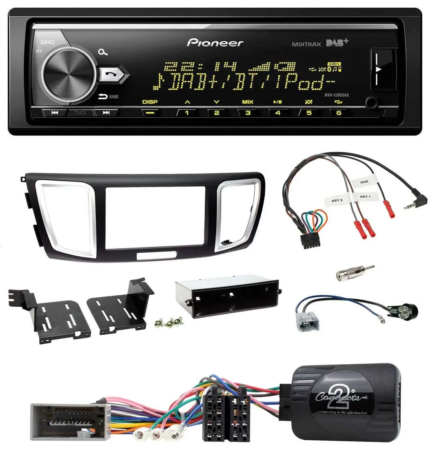 Автомагнитола Pioneer Bluetooth USB DAB для Honda Accord (2013–2015) с поддержкой управления на руле