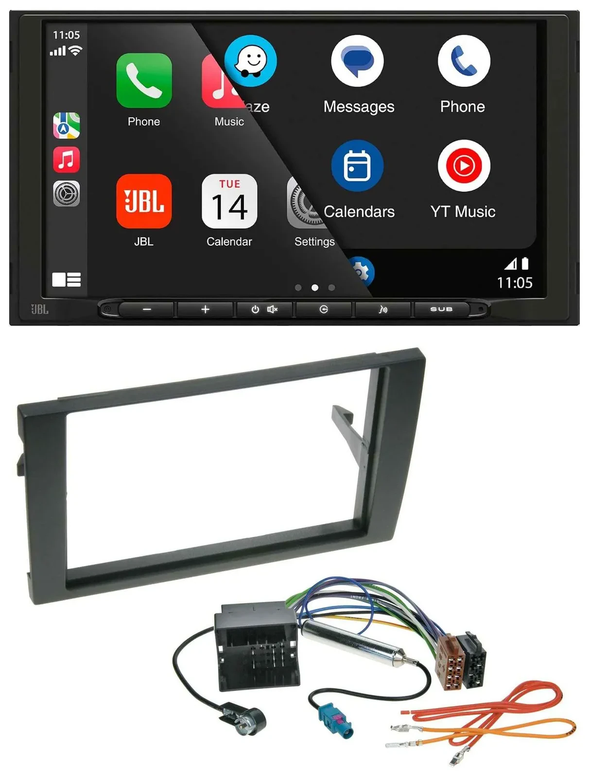 JBL USB 2DIN MP3 Bluetooth AUX Autoradio für Audi A4 01-08 B6 B7 Quadlock