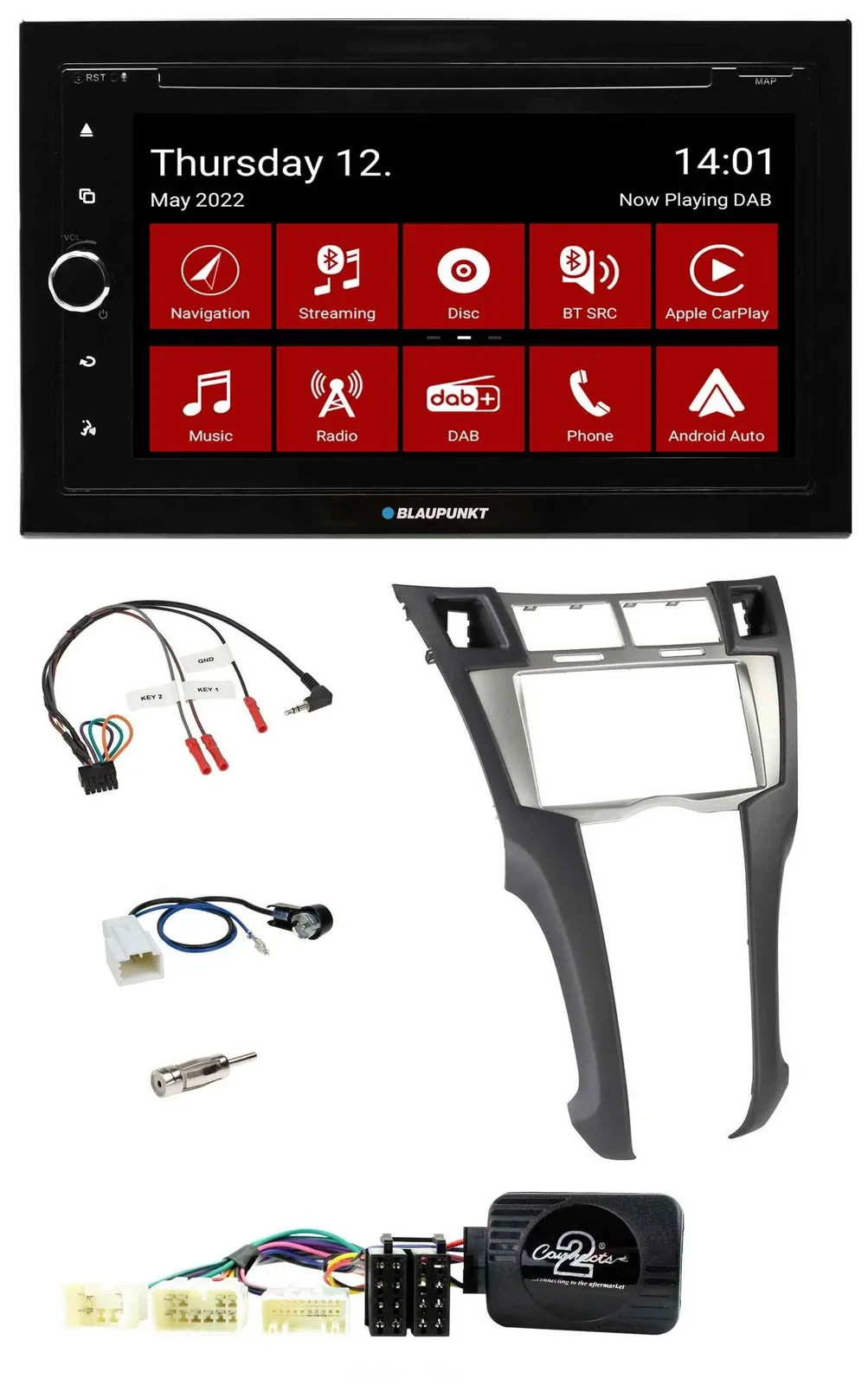 Автомагнитола для Toyota Yaris Blaupunkt 2DIN, DVD, Bluetooth, DAB, USB