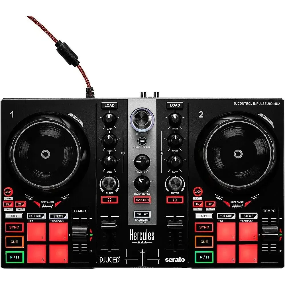 DJ-контроллер Hercules DJControl Inpulse 200 MK2 2-канальный, совместимый с Serato DJ Lite и DJUCED