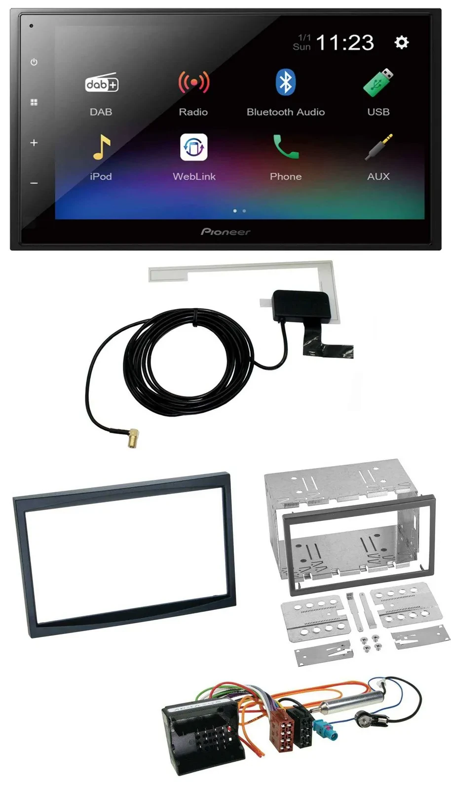 Автомагнитола Pioneer 2 DIN, DAB, MP3, Bluetooth, USB, для Peugeot 207/307/Expert/Partner