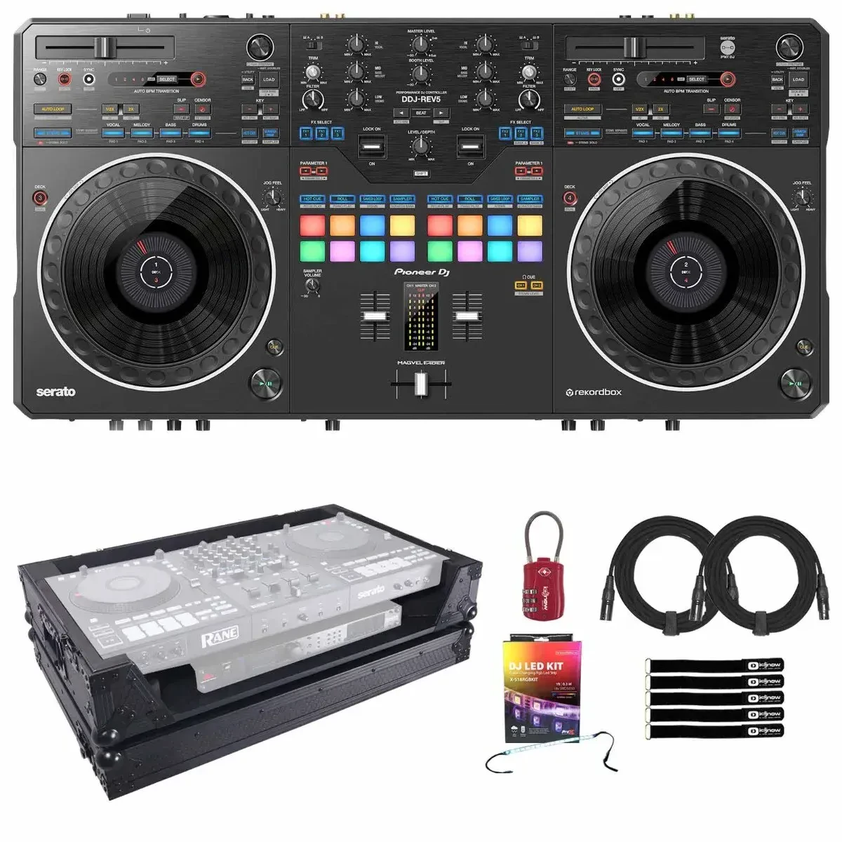 DJ-контроллер с джогом Pioneer DDJ-REV5 Black с аксессуарами