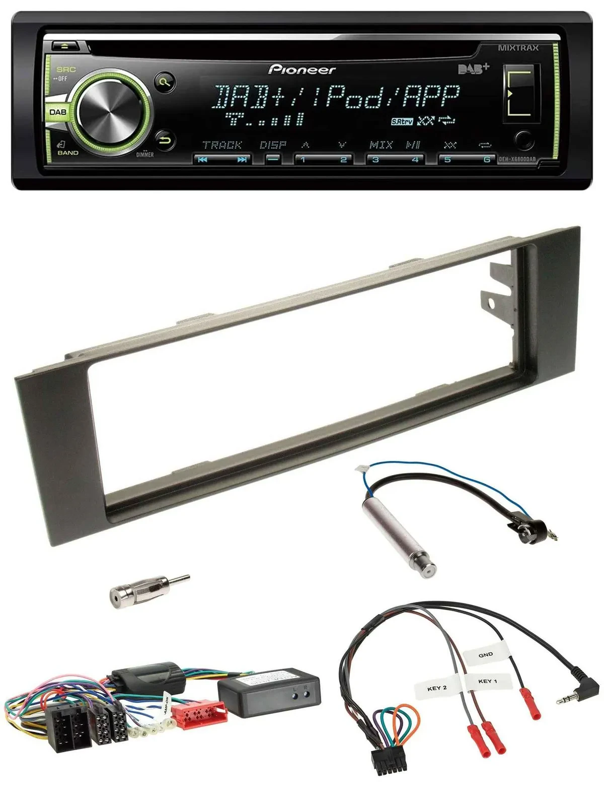 Автомагнитола для Audi A3 (2003–2006) Pioneer DAB, CD, USB, MP3, поддержка управления на руле, с адаптером Teilsystemadapter