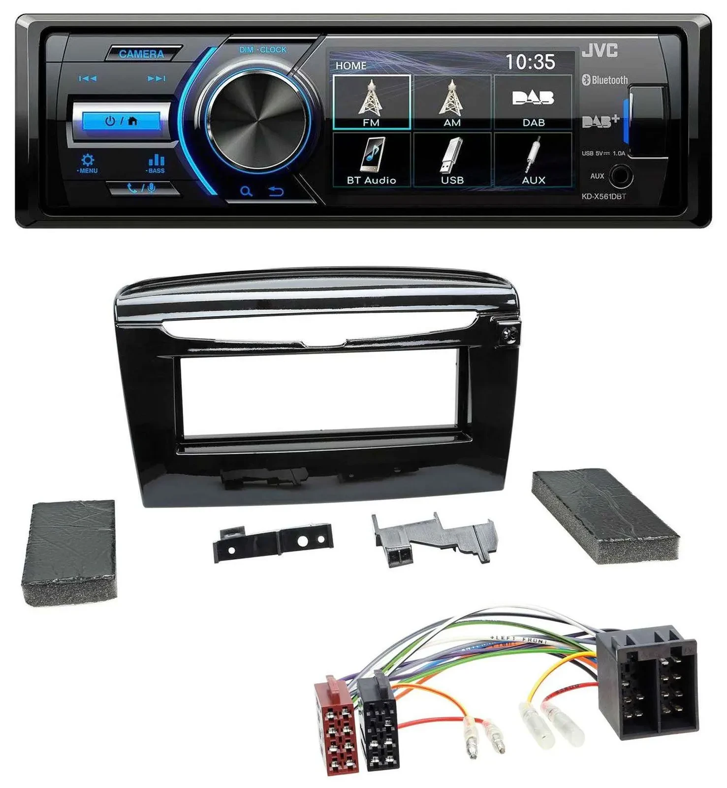 Автомагнитола для Lancia Y (с 2012) JVC Bluetooth MP3 USB DAB, чёрный глянец