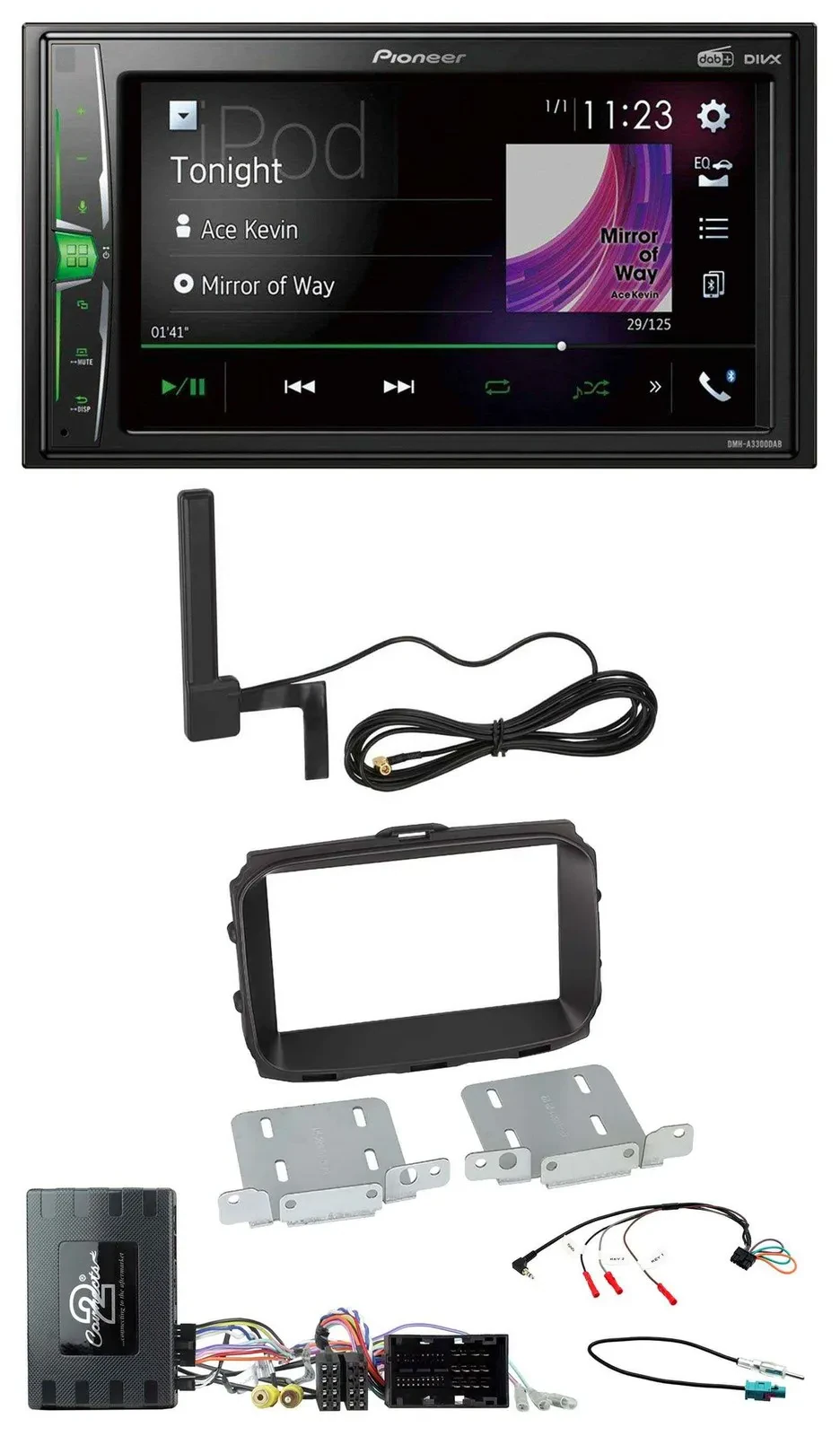 Pioneer MP3 DAB Lenkrad 2DIN Bluetooth Autoradio für Alfa Giulietta Infoadapter