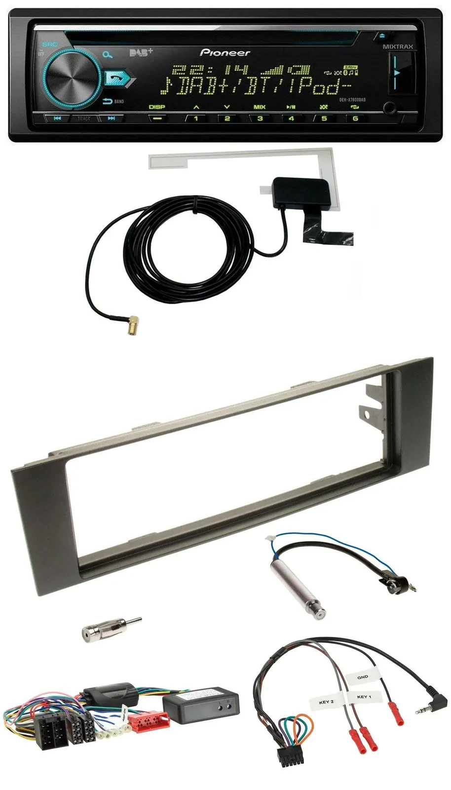 Автомагнитола для Audi A3 2003–2006 Pioneer CD/MP3, USB, DAB, поддержка управления с руля, с адаптером частичной системы