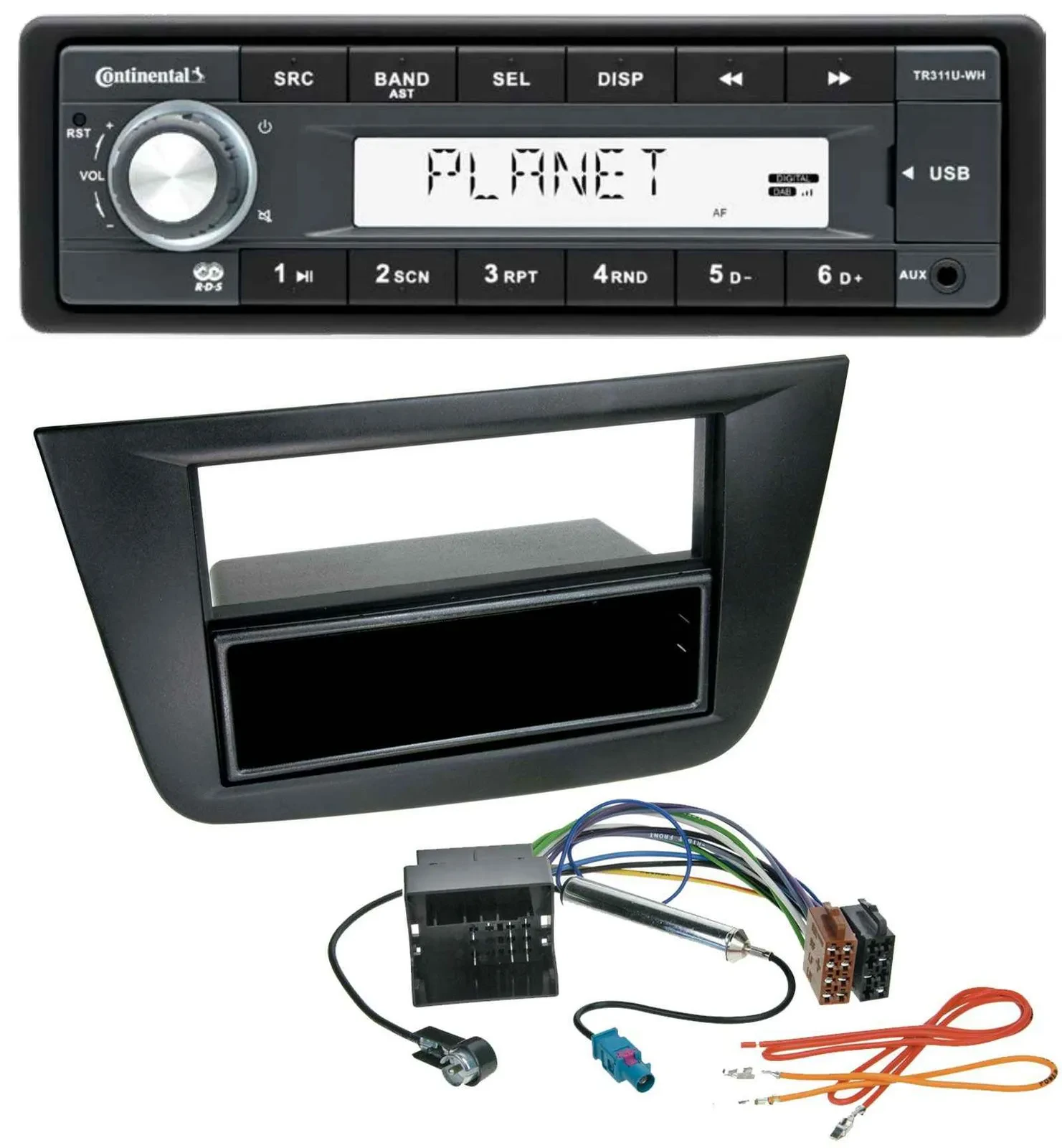 Continental USB MP3 AUX 1DIN Autoradio für Seat Toledo Altea ab 05 schwarz